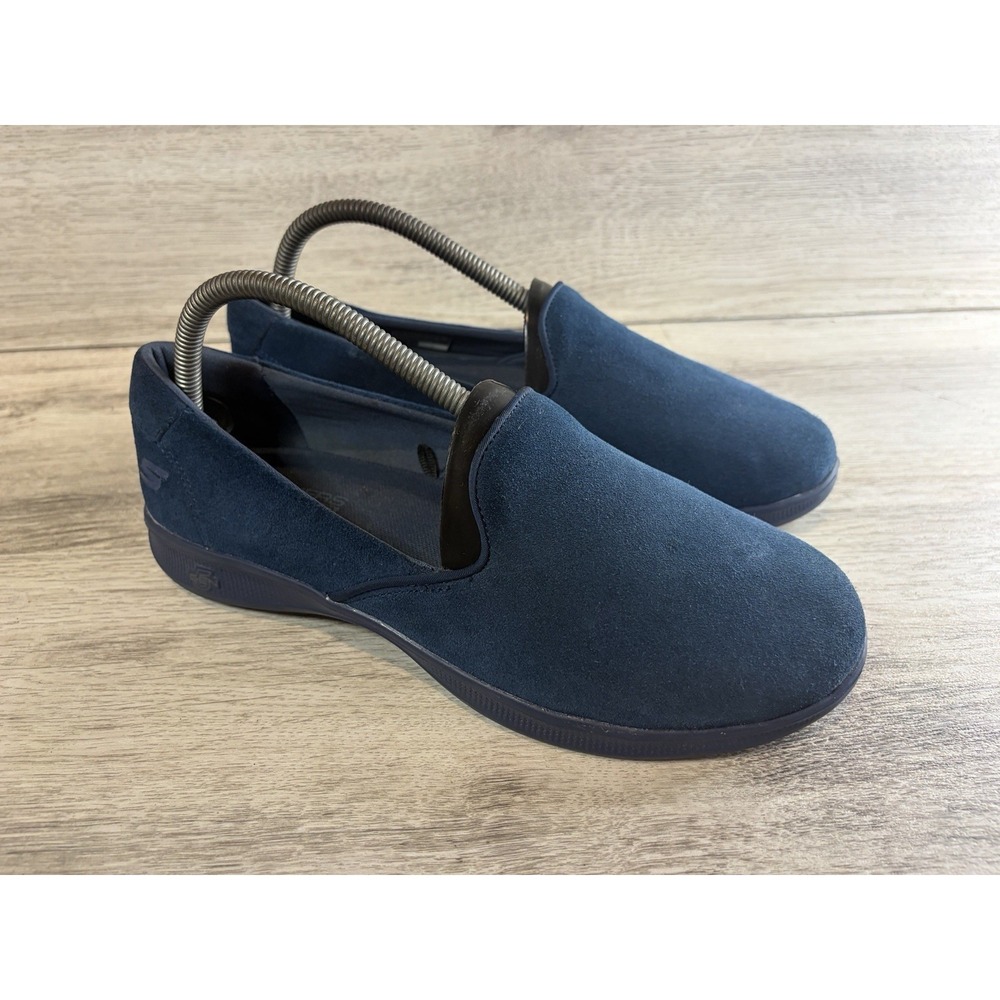 Skechers Womens 8.5 Go Step Lite Delight Blue Suede Slip On Shoes 14726W